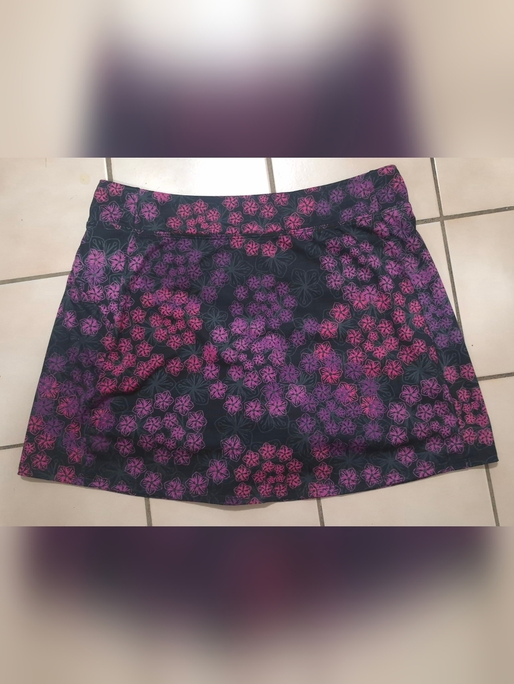 L.L.Bean Floral Athletic Skort – Navy/Pink/Purple (S)